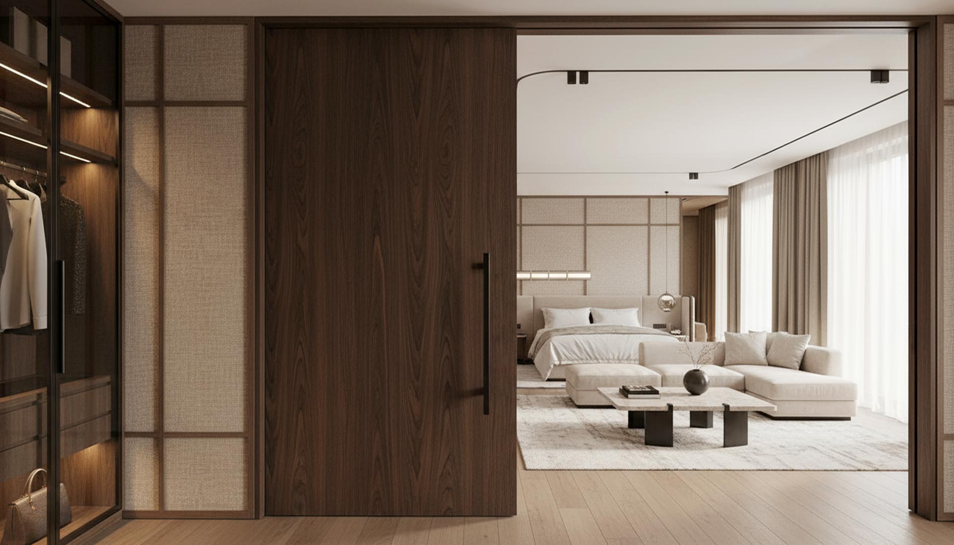 puertas correderas hasta el techo madera